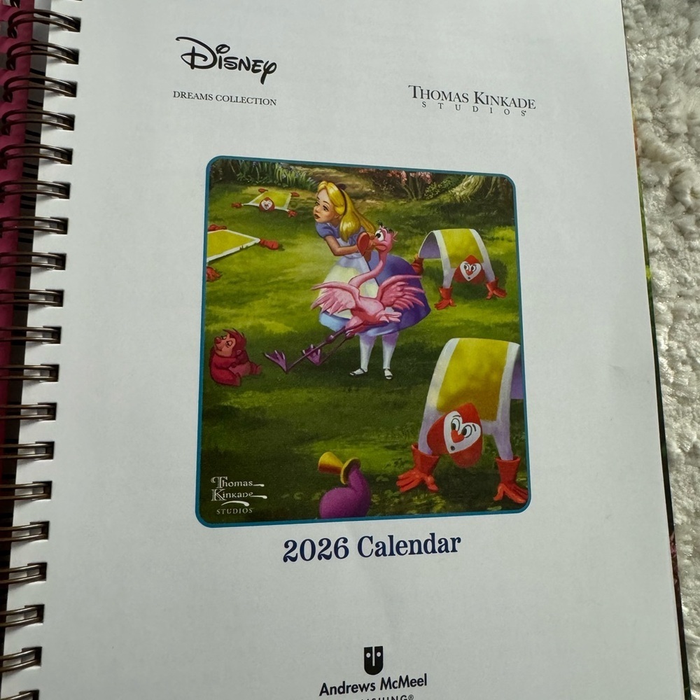 Disney 2026 Thomas kinkade Calendar - Enchanting Pink and Green Design - Picture 4 of 9